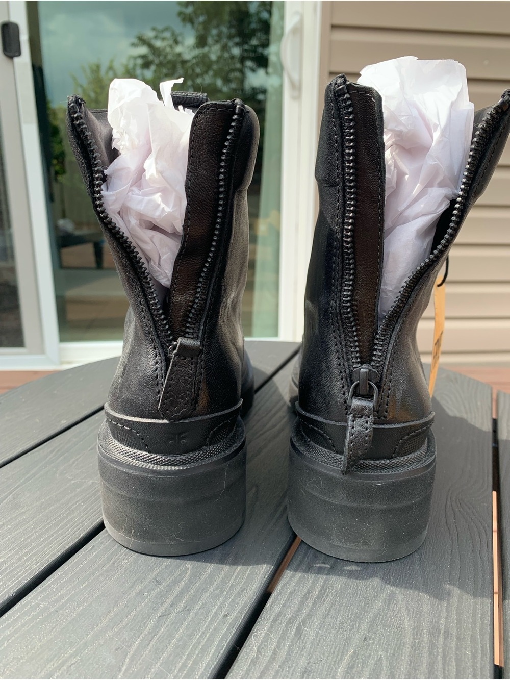NWT Frye Allison Combat Boots Women's Black Leather Size 8.5 - Picture 2 of 7